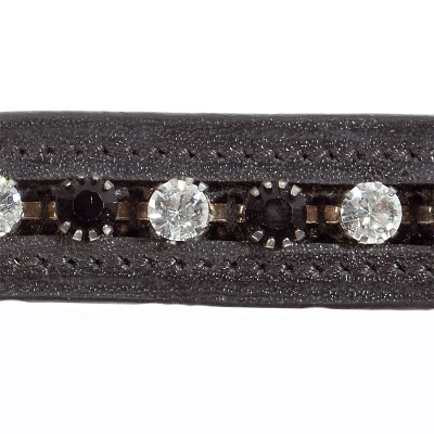 BB geschwungener Stirnriemen mit großen schwarz/weißen Steinen Vollblut