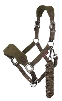 LeMieux Halfter mit Strick Vogue Fleece Headcollar & Rope Oak Green Pony