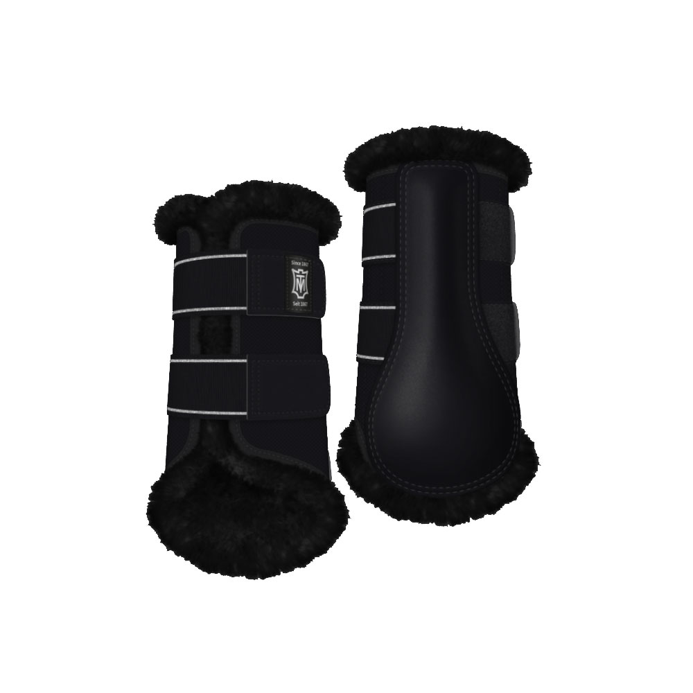 Mattes Profi Dressur Gamasche schwarze Schale schwarz Hinterbein L