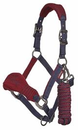 LeMieux Halfter mit Strick Vogue Fleece Headcollar & Rope Burgundy/Navy Pony