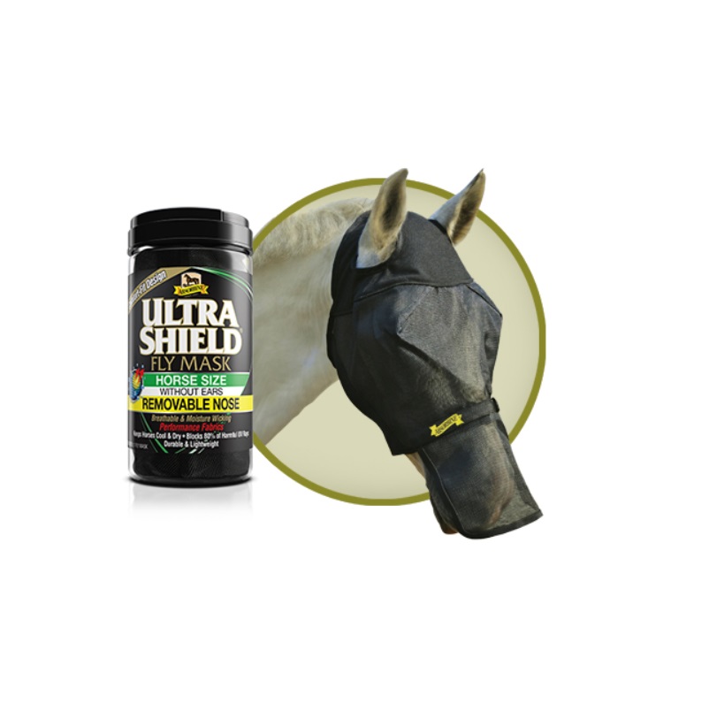 Absorbine Ultra Shield Fly Mask with removable Nose Fliegenmaske mit abnehmbarem Nasenschutz Horse (for Average Horse, Small Warmblood) mit Ohren