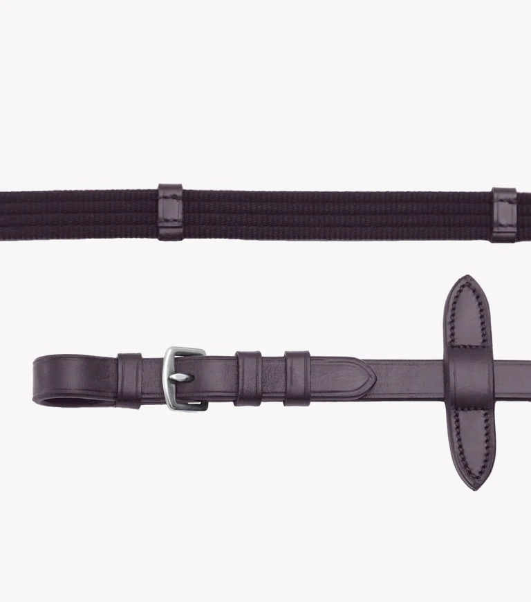 Premier Equine Caloveto Web Reins Gurtzügel mit Stege brown