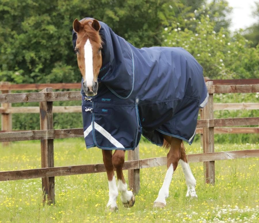 Premier Equine Weidedecke Titan 200g Turnout Rug mit Halsteil 5'9'' navy