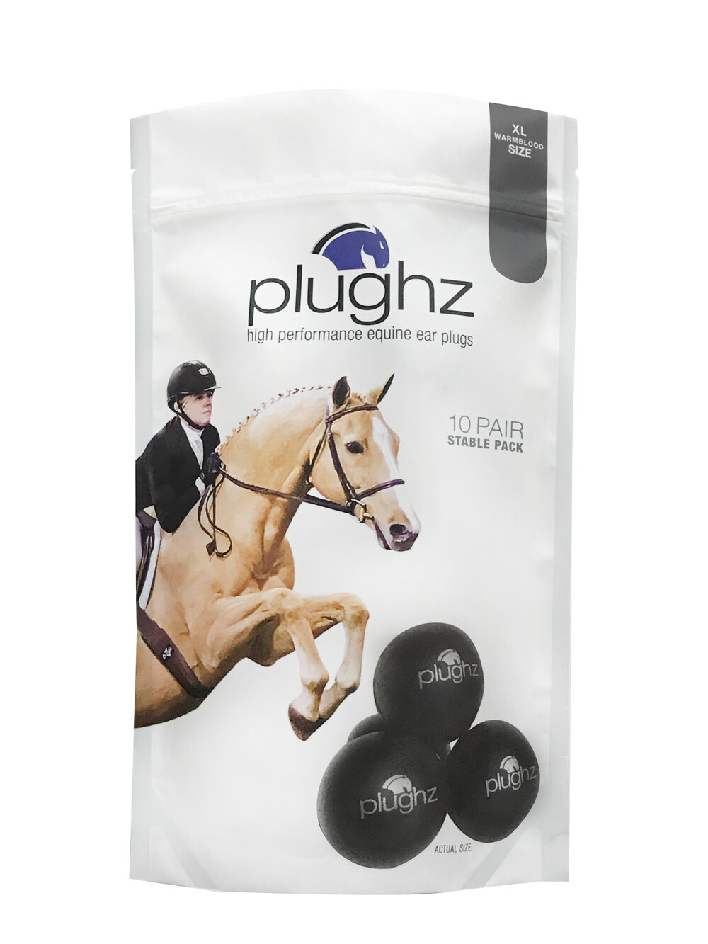 Plughz Equine Ear Plugs Stable Pack Premium Ohrstöpsel für Pferde Warmblut XL