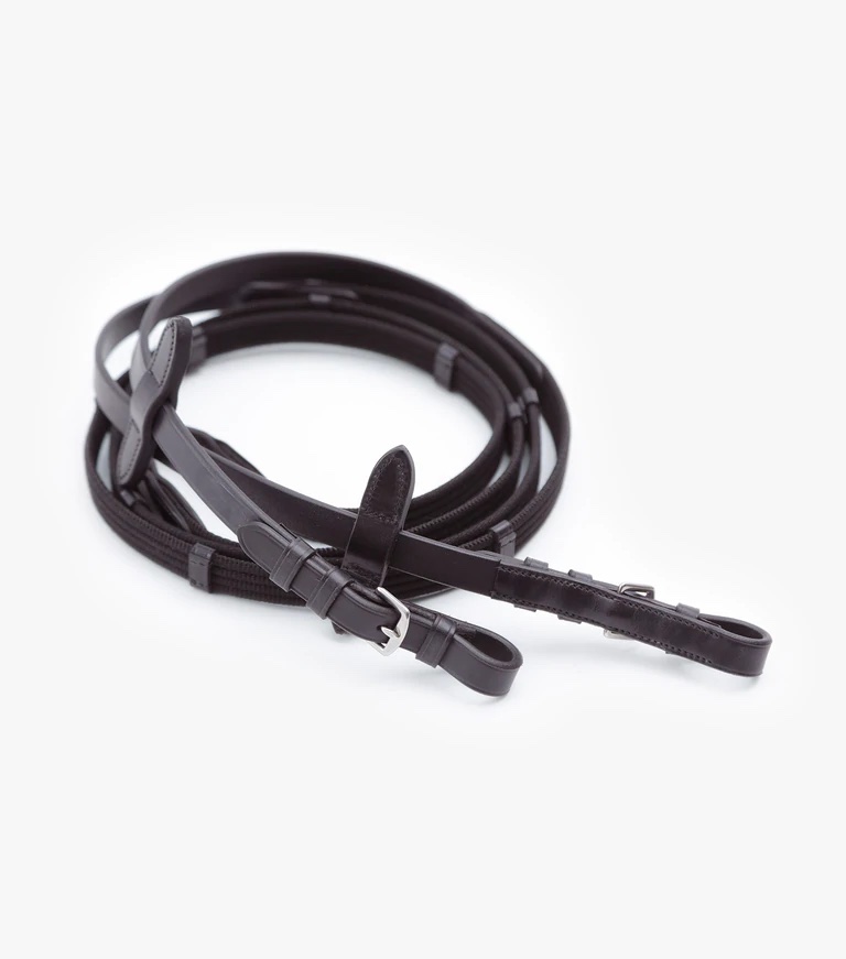 Premier Equine Caloveto Web Reins Gurtzügel mit Stege brown