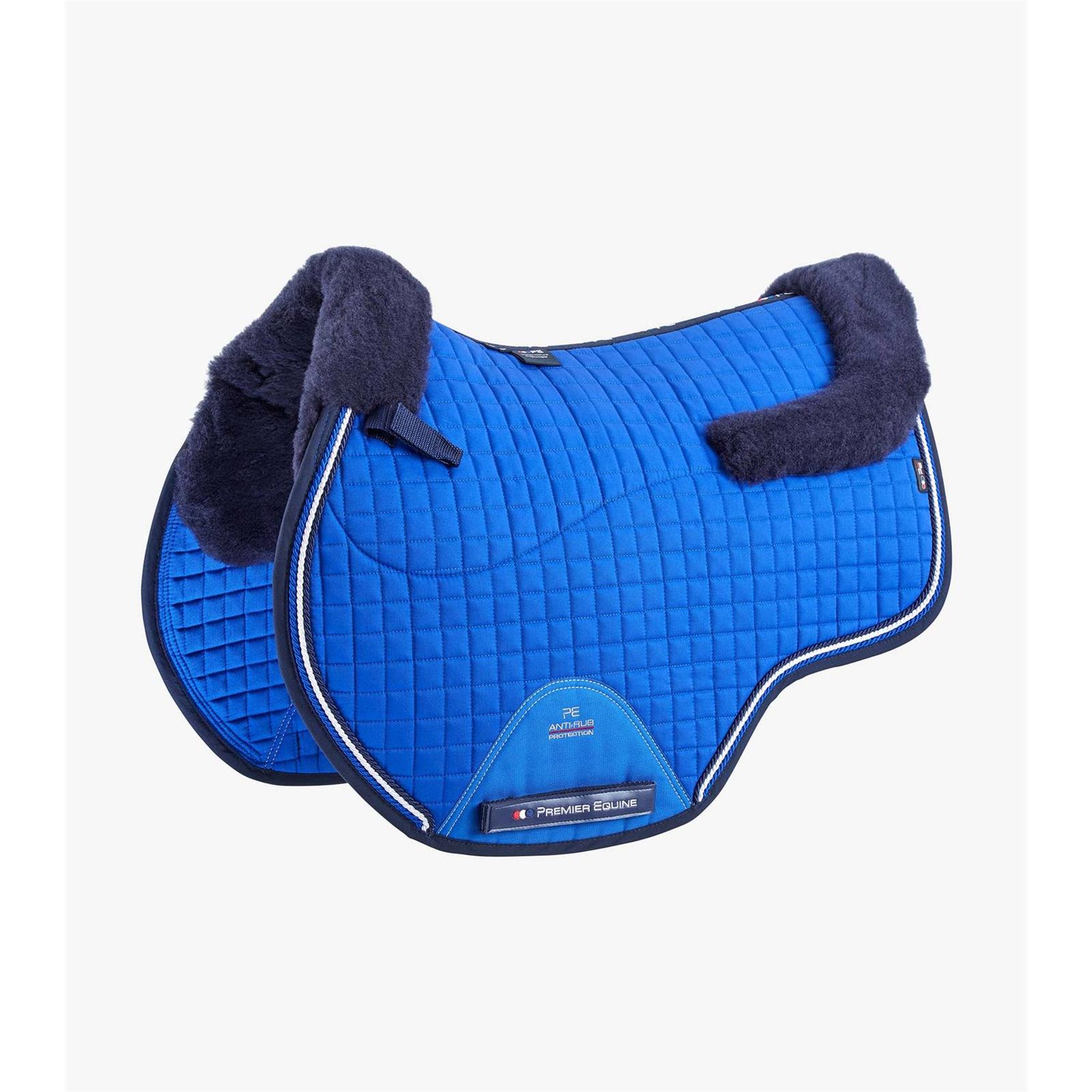 Premier Equine Close Contact Merino Wool European Saddle Pad - GP/Jump Square Full Royal Blue/Navy Wool
