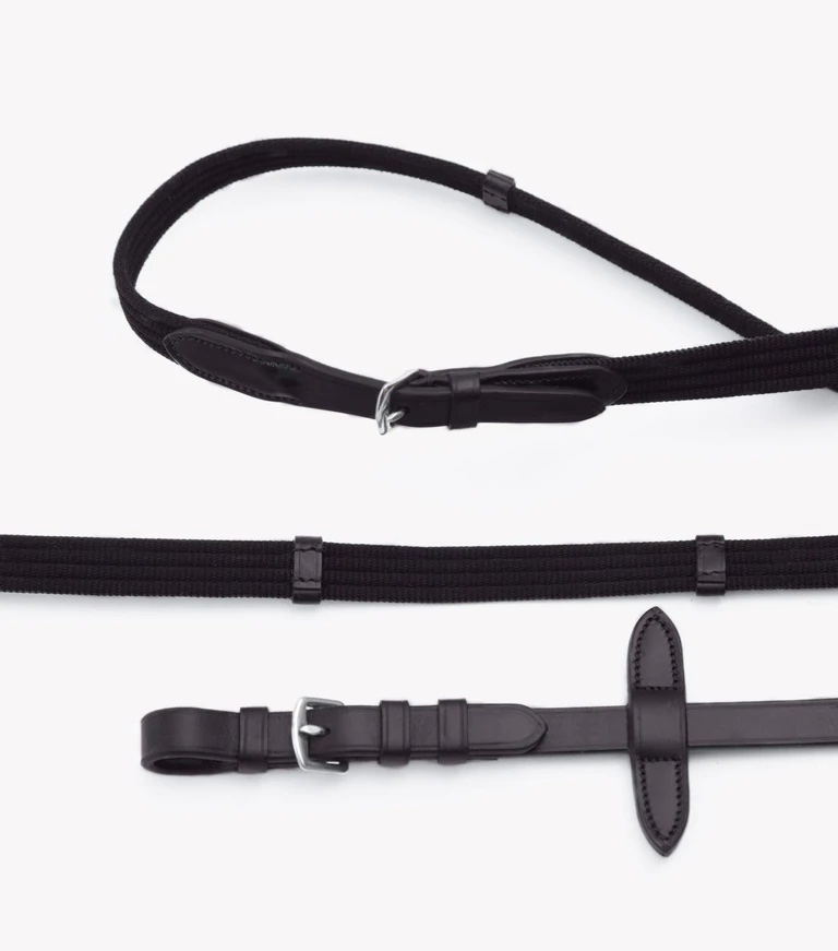 Premier Equine Caloveto Web Reins Gurtzügel mit Stege brown